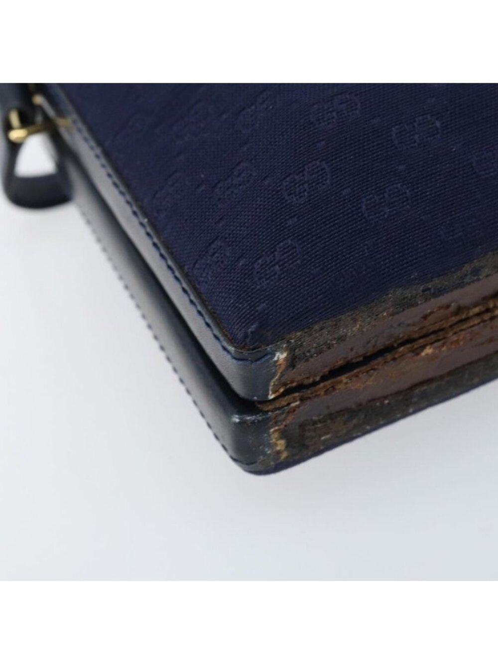 Authentic GUCCI Micro GG Supreme Shoulder Bag Navy Gold - Picture 3 of 16
